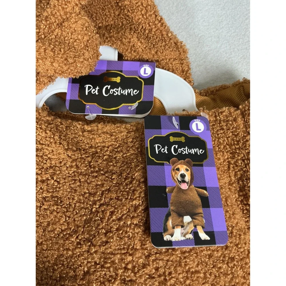 Woof Brown Teddy Bear Dog Costume Size Large Plush Halloween Pet Outfit NWT